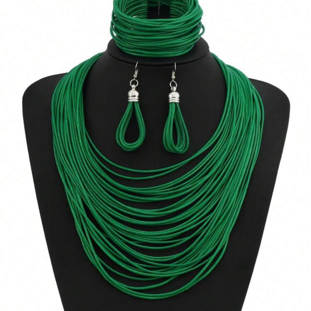 Elegant Green Necklace , Earring  & bracelet Set